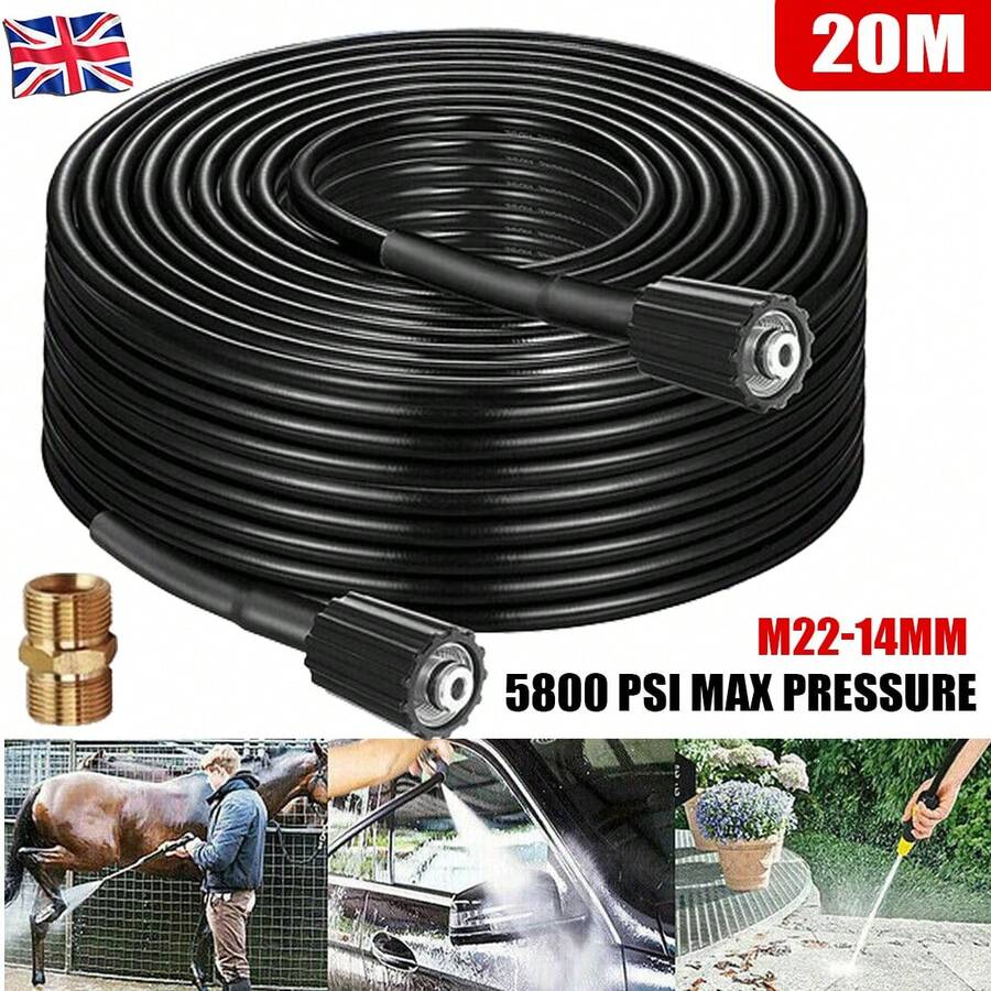 20-Meter High-Pressure Washer Hose M22-14 Series + Copper Threaded Connector - 20M - View 1