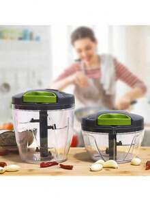 600/1000ml Manual Food Chopper Pull-Down Vegetable Chopper Onion Garlic Chopper Fruit Herb Nut Kitchen Food Processor - Multicolor - View 11