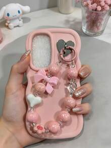 1 pieza Funda de teléfono con cuentas con forma de corazón y mariposa con lazo rosa, adecuada como regalo de pareja compatible con Samsung Galaxy S25, S24, S24Plus/S24+, S24Ultra, S24FE, S20, S21, S22, S23 y 11/11 Pro/11 Pro Max/12/12 Pro/12 Pro Max/13/13 Pro/13 Pro Max/14/14 Pro/14 Pro Max/15/15 Pro/15 Pro Max/16/16 Pro/16 Pro Max iPhone16E, G04/G05/G13/G14/G15/G22/G24/G32/G60/G85 Spark 30C, SMART 5/6/7/8/9/10/A57/, A5X, versión internacional, no la versión nacional, regalo de primavera - Rosa - Ver 4