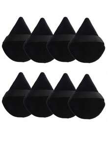 50pcs/30pcs/20pcs/10pcs/5pcs Triangle Flocked Makeup Sponges, Soft & Fluffy Texture, Suitable For Face & Body Powder Puff, Mixed Set Makeup Beauty Tools - Black - View 9