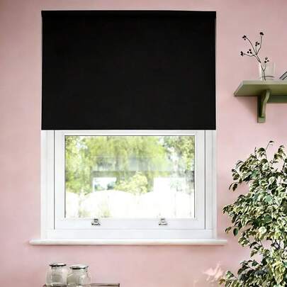 1pc Luxury 100%Blackout Curtains, No Drilling Required, Lightweight Easy Clean, Bedroom Living Room All Seasons Use DIY Cut-To-Size Window Sun Blinds With Magic Tape