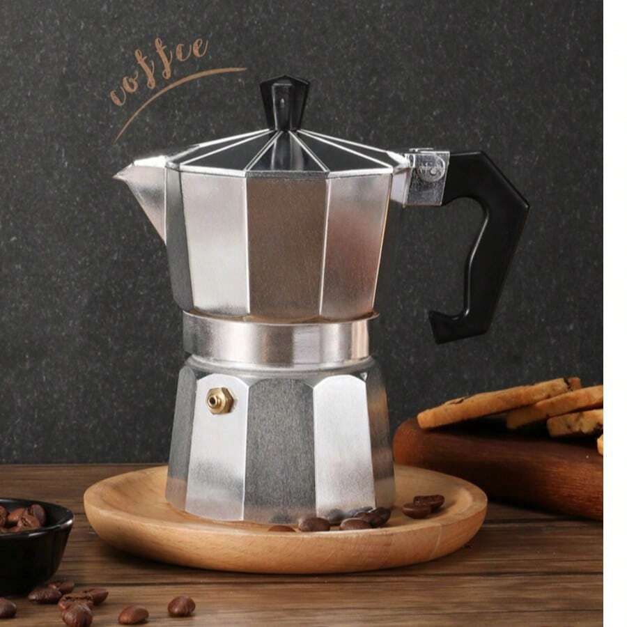 3/6 杯意大利摩卡壶，配 2 个清洁刷和 2 个咖啡勺 - 炉灶式意式咖啡壶，耐用铸铝咖啡壶，适用于家庭和露营（意式浓缩咖啡/卡布奇诺/拿铁） - 銀色 - 查看 1