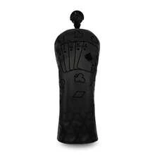 Universal Playing Card Themed Golf Club Head Cover, Black Base With Subtle Floral Pattern, PU Material Compatible With Multiple Sizes, Practical Golf Accessory - Black - View 4