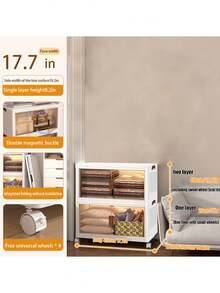 60cm/4layers Foldable Storage Box With Wheels And Magnetic Doors - Plastic Covered Storage Box, Space-Saving Design, Suitable For Clothes, Snacks, Camping Supplies - Modern Home And Outdoor Storage And Organization, Modern Aesthetics. - White - View 11