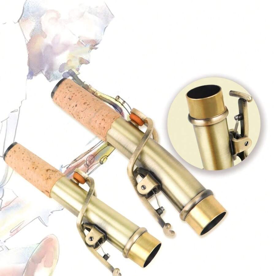 Set de 2 tapas de boquilla de saxofón de metal curvo, que incluye tipos curvos y rectos - Multicolor - Ver 1