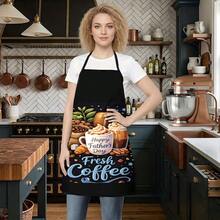 1pc Happy Father's Day Coffee Themed Apron, Designed With Coffee Cup, Coffee Beans, Coffee Grinder And Pastry, Ideal For Coffee Lovers And Father's Day Gift - D - View 16
