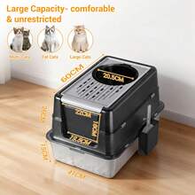 Extra-Large, Enclosed Stainless Steel Cat Litter Box With Two Entrances – 60 X 40 X 43.5 Cm, Metal Cat Litter Box With Hinged Lid And Removable Design For Easy Cleaning, Ideal For Small To Large Cats - 60*40*43.5CM - Xem 1