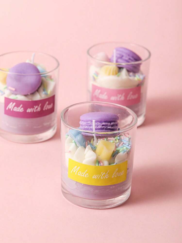 1pc Canned Macaron Cookies, Heart-Shaped Cake Candle, Creative Handmade Festive Decor, Romantic Atmosphere, High-End Photoshoot Prop, Suitable For Daily Use, Valentine's Day, Ramadan, Easter, Mother's Day, Christmas, Halloween, New Year, Holiday Commemorative Gift For Family And Friends - 1PC - View 1