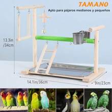 Parque de juegos para pájarosPerchas para Aves Periquito Perchas para Jaulas de Aves cacatúas Juguete ​para loros con bandeja extraíble viene con 2 vasos de acero inoxidable columpio escalera - Blanco - Ver 3