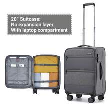 Luggage Suitcase Set 20 24 28 Inch 3 Piece Softshell Cabin Carry On Checked Travel Case With TSA Lock Spinner Wheels Expandable For Men Women - Grey - View 8
