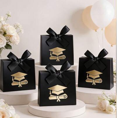 4pcs Graduation Gift Bags - Gold Diploma Certificate Pattern Diploma Paper Bags, Shopping Bags, Gift Wrapping Bags, Handled Gift Bags With Graduation Cap Design And Bow Decor, New Year Gift Bags, Paper Bags, New Year, Wedding, Birthday Gift Packaging Bags, Simple Shopping Bags, Cheapest Items, Wedding, Graduation Outdoor Party, Holiday Party, Jewelry Gift Boxes, Wedding Gifts, Graduation Outdoor Party, Holiday Party, Jewelry Gift Boxes