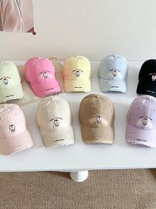 1pc New Summer Women's Embroidered Puppy Baseball Cap, Deep Crown Snapback Hat, Personalized Distressed Sun Protection Hat - Multicolor - View 2