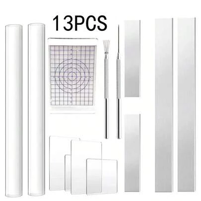 13pcs Clay Sculpting Tool Set, Polymer Clay Board & Rolling Pin, Handmade Pottery Modeling