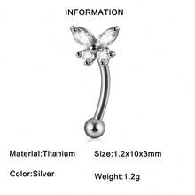1PC Elegant CZ Marquise Butterfly Titanium Alloy Curved Lip Eyebrow Ring 16G Internal Thread Crown Helix Tragus Daith Conch Hoop Rook Earring - 1 Butterfly Earrings - View 10