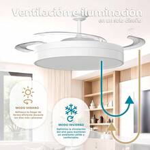 72W LED Fan With Light – Ultralight And Silent Invisible Fan With Remote Control And Retractable Blades Φ52*H40 Cm – Cold/Neutral/Warm Light For Indoors – OstarkDom-LEDUNI - 72W-white - View 3