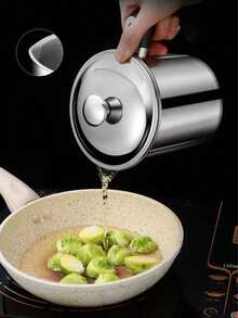 60.87 Oz Stainless Steel Oil Strainer Pot With Filter Net And Dust Cover, Reusable Large Diameter Oil Filter Container - View 6
