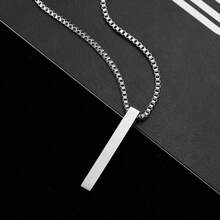 时尚圆柱形吊坠项链 - 简约光滑表面设计 - 男女皆宜，适合作为圣诞节、新年、情人节礼物，长方形3D造型 - 彩色 - 查看 5