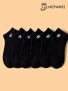 1/6/15/30 pares de calcetines de tobillo para niños/niños con diseño de fútbol en negro, blanco y gris, calcetines deportivos minimalistas, casuales, transpirables y que absorben la humedad, adecuados para deportes, escuela, exteriores, color aleatorio - Multicolor - Ver 9