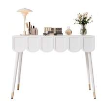 Schminktisch, Frisiertisch, Mit 2 Schubladen, Metallfüße, White, Mass: B100 * T40* H76 Cm - White - View 7