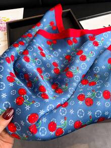 1条女士优雅复古印花轻薄缎面方巾，波西米亚风休闲颈巾、披肩，轻薄舒适，适合春夏日常穿着和外出。 - 彩色 - 查看 4