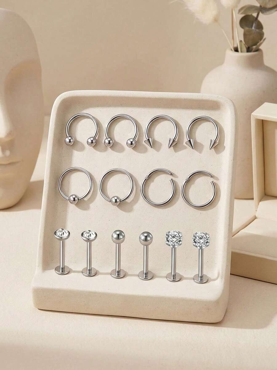 2pcs G23 Titanium Alloy Nose Rings Septum Rings Jewelry 16G Horseshoe Hoop Lip Rings Studs,10mm Nose Piercing Jewelry Earring Jewelry Lip Rings Hoop Cartilage Tragus Earrings Hoop - Silver - View 1