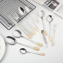 72pcs Stainless Steel Cutlery Set, 84pcs Gold-Plated Cutlery Set - Burgundy - View 3