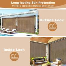 HDPE Shade Cloth For Vertical Awning, Aluminum Tube With Wireless Crank Operation, Vertical Awning, HDPE Shade Cloth For Patio Pergola, Balcony Awning - 咖啡色 - 查看 3