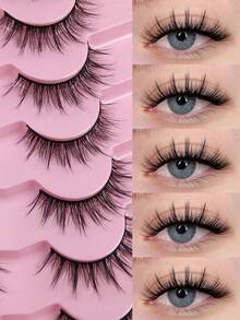 7对C型卷翘假睫毛 漫画假睫毛 娃娃假睫毛 尖刺假睫毛 纤细自然妆效假睫毛 柔软黑色睫毛梗 日韩cosplay妆容 - 黑色 - 查看 2