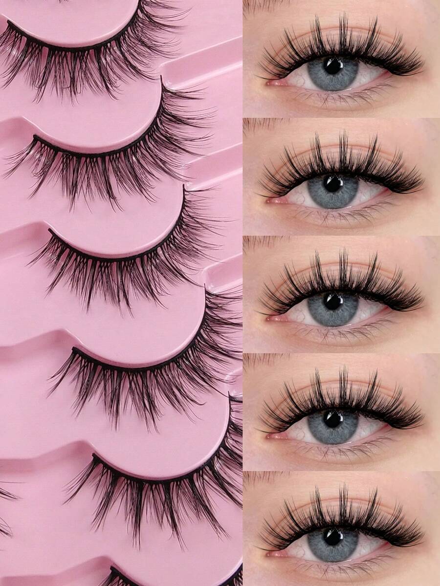 7对C型卷翘假睫毛 漫画假睫毛 娃娃假睫毛 尖刺假睫毛 纤细自然妆效假睫毛 柔软黑色睫毛梗 日韩cosplay妆容