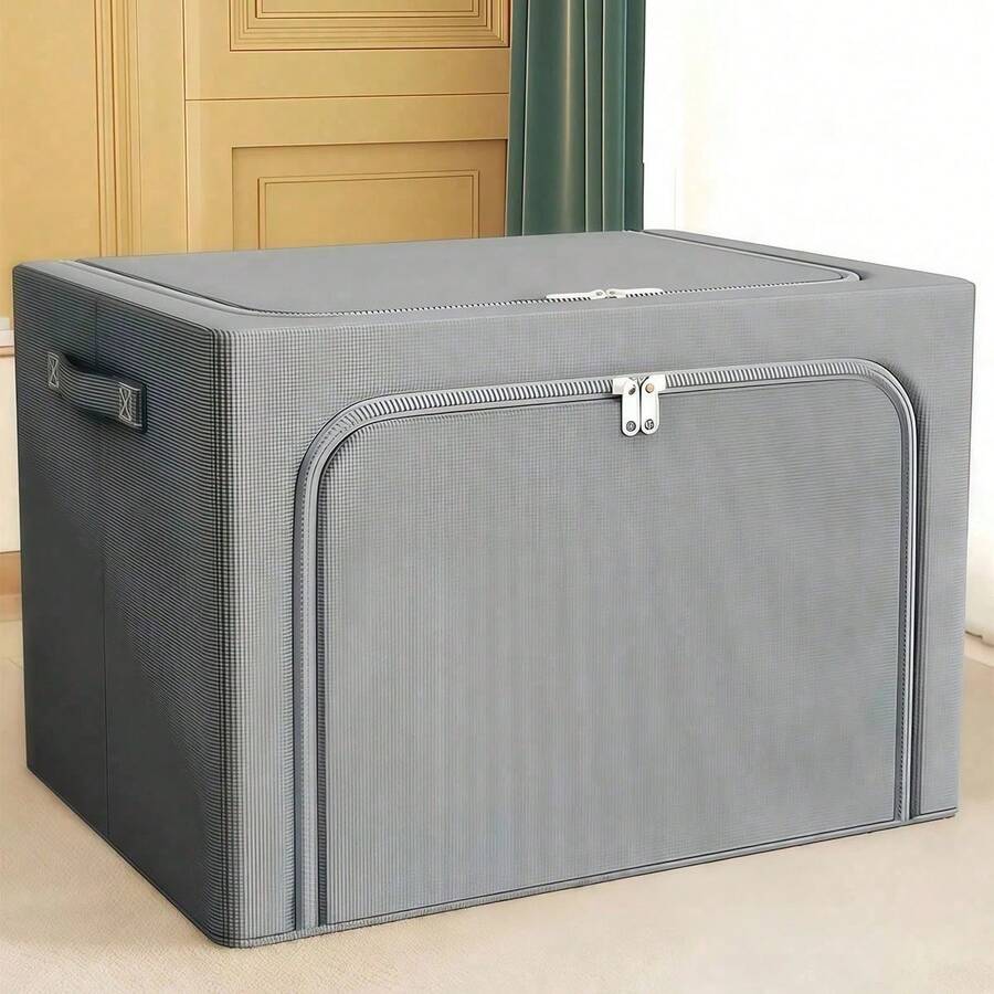 1pc Foldable Steel Frame Women's Winter Clothing Storage Box, Suitable For Dresses And Bedding, Waterproof And Dustproof, Large Capacity 100L Wardrobe Storage Box, Suitable For Bedroom And Dormitory