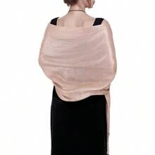 Women's Pashmina Shawls Wraps Scarf For Evening Dresses Bridal Bridesmaid Wedding Winter Large Warm Soft Silky Scarves - 香檳色 - 查看 1