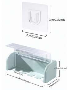 1pc Self-Adhesive 5-Slot Wall Mounted Toothbrush Holder With Cover, Suitable For Shower, Bathroom, Dorm, Can Hold Toothpaste And Toothbrush Cup (Cup Not Included) - Multicolor - View 11