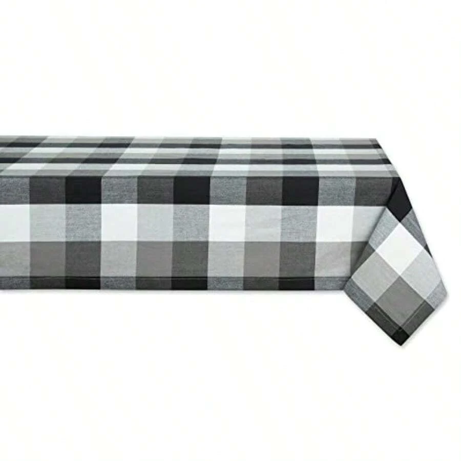 DII Tri-Color Check Collection - Mantel de Mesa 100% algodón 60 x 104 Color Negro - negro - Ver 1
