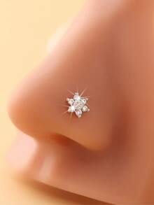 1pc Golden Flower Nose Stud - Yellow Gold - View 3