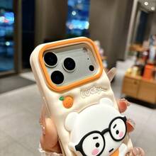 3D Cartoon Silly Bear Design Soft Silicone Phone Case For IPhone 17 Pro Max, 16 Pro, 15 Pro Max, 14 Pro, 13, 12, 11, Cute Anti-Fall Cover - Beige - View 7