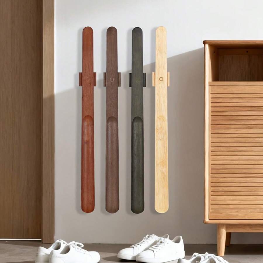 21.65 Inch Wooden Shoe Horn, Slouchy Essential Tool, Easy To Put On And Take Off Shoes, Household Necessity
