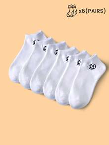 1/6/15/30 pares de calcetines de tobillo para niños/niños con diseño de fútbol en negro, blanco y gris, calcetines deportivos minimalistas, casuales, transpirables y que absorben la humedad, adecuados para deportes, escuela, exteriores, color aleatorio - Multicolor - Ver 21