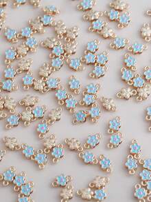 10/20/50/100个镀金双层花朵蝴蝶结吊坠，DIY项链手链耳环首饰配件 - 彩色 - 查看 14