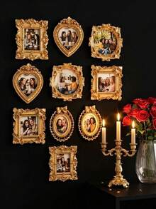 12pcs/10pcs/7pcs Vintage Baroque Mini Resin Photo Frame DIY, Family Member Photo Decor Craft, Personalized Gift, Cartoon Album Display Frame, Handmade Tool For Party - Multiple Styles - View 4