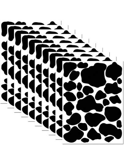 5/10张黑色乙烯基自粘奶牛斑点图案墙贴，适用于厨房、浴室、卧室、客厅、家居、托儿所、教室墙面装饰