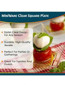 50个3.6 x 3.6英寸迷你方形甜点盘、开胃菜托盘，适用于婚礼蛋糕、鸡尾酒会和招待会 - 彩色 - 查看 4