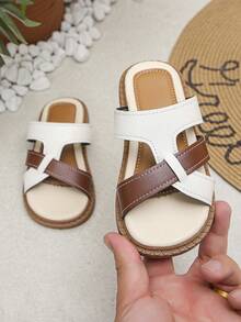 Summer New Style Simple Color Children's Slippers, With One-Piece Design, Suitable For Daily Wear - white brown - View 1