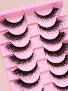 Ayrmilla 10 Pairs New Fox/Cat Eye False Eyelashes, Create Charming Makeup, Natural Curly & Lengthening, Sexy Lashes, Enhance Charm, Natural & Delicate, Criss-Cross Fluffy, Curled Ends, Suitable For Daily Wear & Commuting - Black - View 4