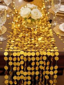 100cm/39.37in Gold/Silver Shiny PVC Sequin Curtain, Suitable For Wedding Arch Backdrop, Room Divider, Creating Dreamy Wedding Atmosphere, Home Holiday Party And Wedding Decoration - Multicolor - View 5