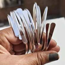 5pcs/Set Retro Adjustable Silvery Bangles Stacking Bangles For Women Daily Party Holiday Jewelry Birthday Gift - 銀色 - 查看 2