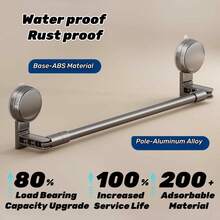 Toallero de baño con ventosa giratoria de 180°, expandible de 30 a 60 cm, ahorra espacio, ideal para esquinas y montaje en pared, con estante extraíble para esquinas/planos, baño y cocina. - Gris - Ver 14