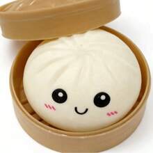 Giant Glitter Dumpling Squishy Toy - Cute Dim Sum Fidget Sensory Stress Ball For Adults & Kids, Soft Squeeze Dough Ball With Steamer Basket, Stretchy Desk Decor - 彩色 - 查看 10