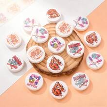 5颗运动主题病毒式表情包67印花硅胶珠，涂鸦风格28毫米篮球/棒球印花六七颗圆形珠子，DIY创意手链、项链、包包挂饰和工艺品 - 彩色 - 查看 3