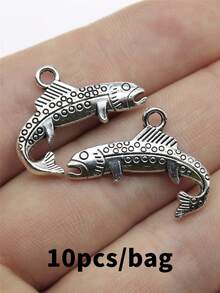 10pcs 24x18mm Fish Charms Pendant For DIY Jewelry Making Necklace Keychain Phone Chain Bracelet Making Accessories Handmade Craft Making Findings - Fish - View 7