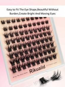 Rikuaild 80片D型卷翘湿睫毛，蓬松自然卷翘单根假睫毛，打造优雅迷人的戏剧效果 - D - 查看 4